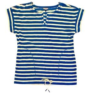 NWOT Talbots Blue/White Striped Short Sleeve Terrycloth Tee Size Small